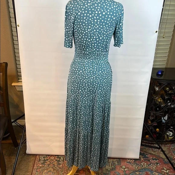 Serra Teal Polka Dot tiered maxi dress, Medium - Viral ALDI dress from last year - Picture 7 of 11